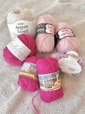dk/aran alpaca merino pink yarn bundle - Liz fibers wool vintage 360g